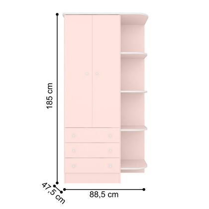 Imagem de Cômoda com 4 Gavetas e Roupeiro Amesterdã Rosa Acetinado
