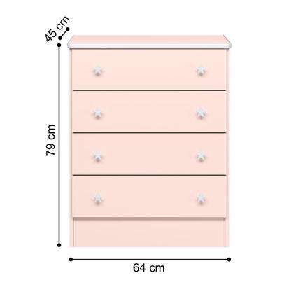 Imagem de Cômoda com 4 Gavetas e Roupeiro Amesterdã Rosa Acetinado