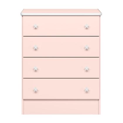 Imagem de Cômoda com 4 Gavetas e Roupeiro Amesterdã Rosa Acetinado