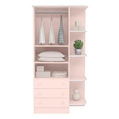 Imagem de Cômoda com 4 Gavetas e Roupeiro Amesterdã Rosa Acetinado