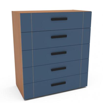 Imagem de Cômoda com 5 Gavetas Lisboa Freijó com Azul Politorno