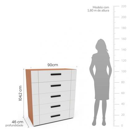 Imagem de Cômoda com 5 Gavetas Lisboa Freijó com Branco Politorno
