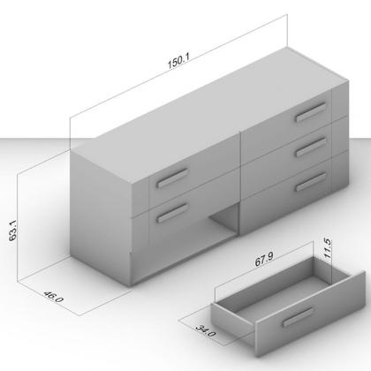 Imagem de Cômoda com 6 Gavetas Lisboa Freijó com Cinza Politorno