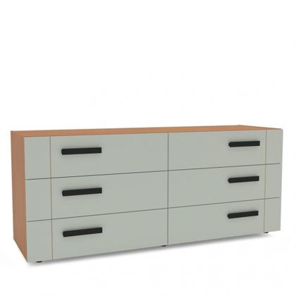 Imagem de Cômoda com 6 Gavetas Lisboa Freijó com Verde Oliva Politorno