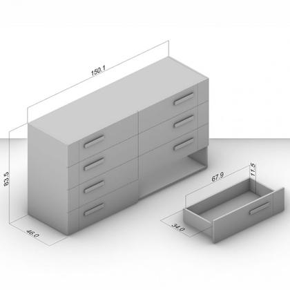 Imagem de Cômoda com 8 Gavetas Lisboa Branca com Creme Politorno