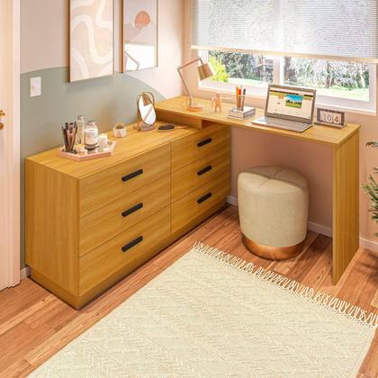 Imagem de Cômoda com Escrivaninha em L com 6 Gavetas Leonie Yescasa