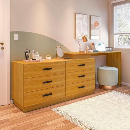 Imagem de Cômoda com Escrivaninha em L com 6 Gavetas Leonie Yescasa