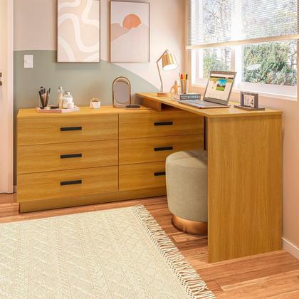 Imagem de Cômoda com Escrivaninha em L com 6 Gavetas Leonie Yescasa