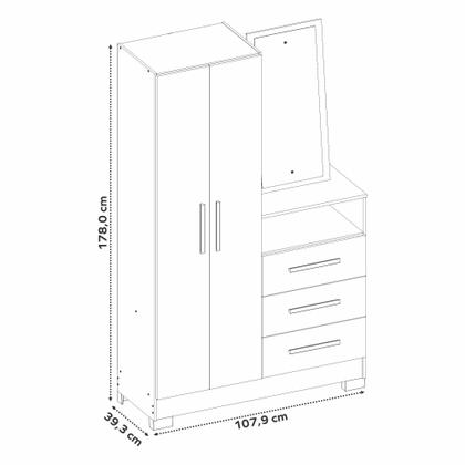Imagem de Cômoda com Espelho 1 Porta 3 Gavetas NT 5165