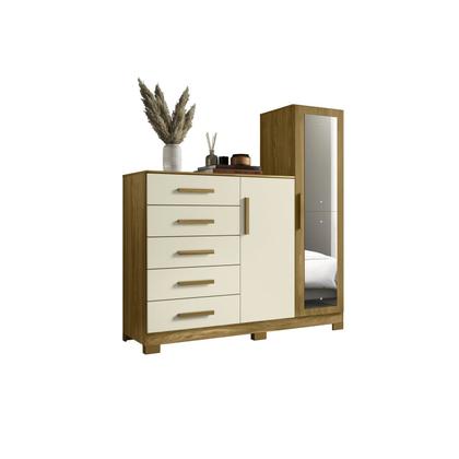Imagem de Cômoda com Espelho 5 Gavetas 2 Portas New Master
