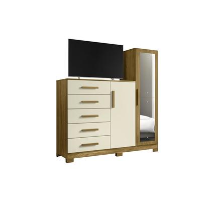Imagem de Cômoda com Espelho 5 Gavetas 2 Portas New Master