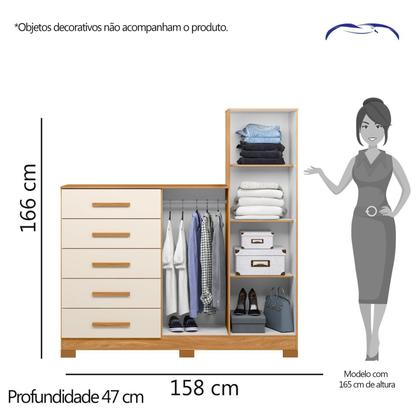 Imagem de Cômoda com Espelho 5 Gavetas 2 Portas New Master