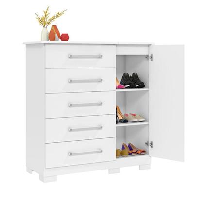 Cômoda Com Espelho Embutido E Sapateira Branca Adele Fênix