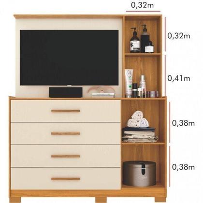 Imagem de Cômoda com Painel TV 43" 4 Gavetas 2 Portas e Espelho Dunas Espresso Móveis