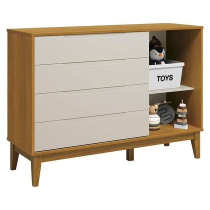 Imagem de Cômoda com Porta Classic Elfe Areia Acetinado Savana Amadeirado - Reller