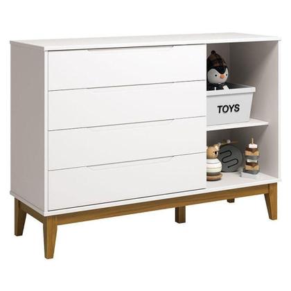 Imagem de Cômoda Com Porta Classic Elfe Branco Acetinado Amadeirado - Reller