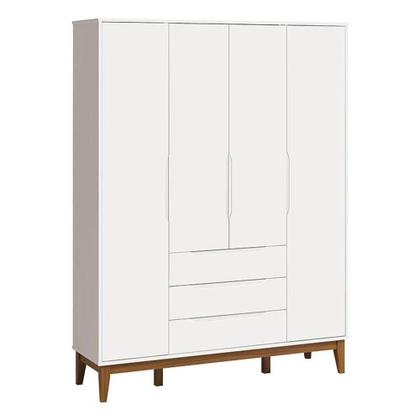 Imagem de Cômoda Com Porta E Guarda Roupa Infantil Classic Elfe Branco Acetinado Amadeirado - Reller