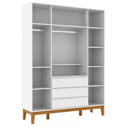 Imagem de Cômoda com Porta e Guarda Roupa Infantil Nature Clean 4 Portas Branco Soft Eco Wood - Matic