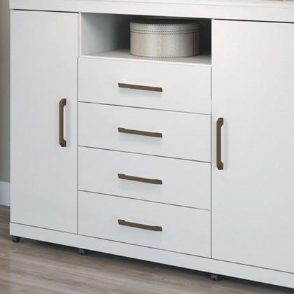 Imagem de Cômoda Com Rodízios 2 Portas 4 Gavetas Master Branco - Santos Andirá