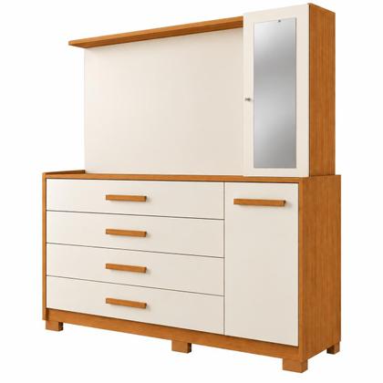 Imagem de Cômoda com Sapateira 4 Gavetas com Espelho 2 Portas Dunas Cinamomo Off-White