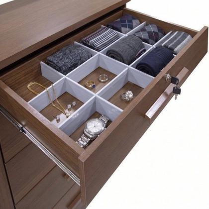 Imagem de Cômoda com Sapateira e 5 Gavetas com Chave e Divisória Porta-Treco Tampo MDF Zeus Castanho/Off White
