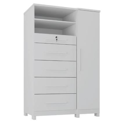 Imagem de Cômoda Com Sapateira E Cabideiro Multiuso 5 Gavetas 1 Porta Imperial Zanzini Branco