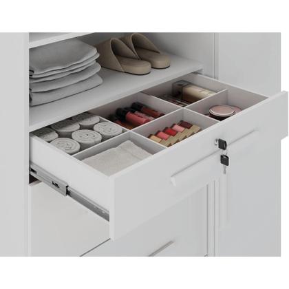 Imagem de Cômoda Com Sapateira E Cabideiro Multiuso 5 Gavetas 1 Porta Imperial Zanzini Branco