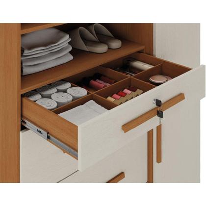 Imagem de Cômoda Com Sapateira E Cabideiro Multiuso 5 Gavetas 1 Porta Imperial Zanzini Madeir/off