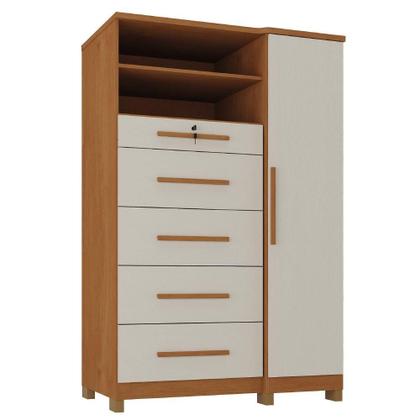 Imagem de Cômoda Com Sapateira E Cabideiro Multiuso 5 Gavetas 1 Porta Imperial Zanzini Madeir/off