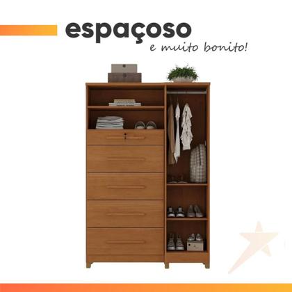 Cômoda com Sapateira e Cabideiro Multiuso 5 Gavetas 1 Porta