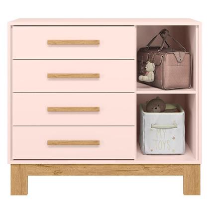 Imagem de Cômoda Com Sapateira Infantil Q Encanto Slim Rosa - Qmovi