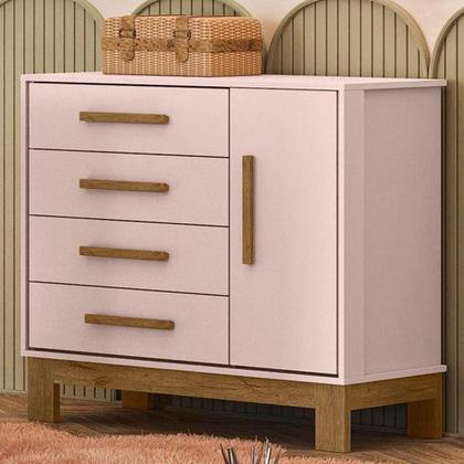 Imagem de Cômoda Com Sapateira Infantil Q Encanto Slim Rosa - Qmovi