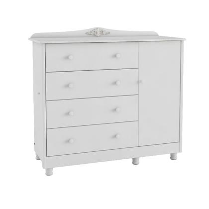 Imagem de Cômoda de Bebê 1 Porta 4 Gavetas Maya Clássico Espresso Móveis Branco/Brilho