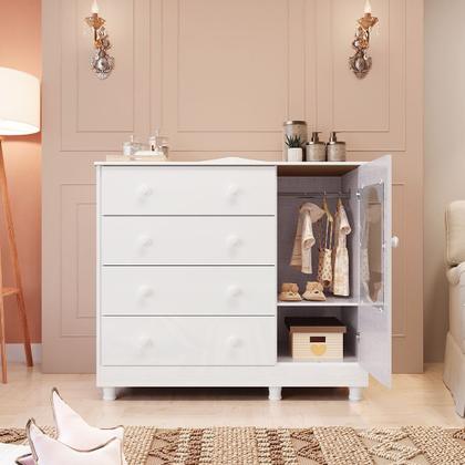 Imagem de Cômoda de Bebê 1 Porta com Janela e 4 Gavetas Maya Provençal Espresso Móveis