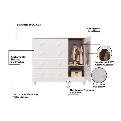 Imagem de Cômoda de Bebê 1 Porta com Janela e 4 Gavetas Maya Provençal Espresso Móveis