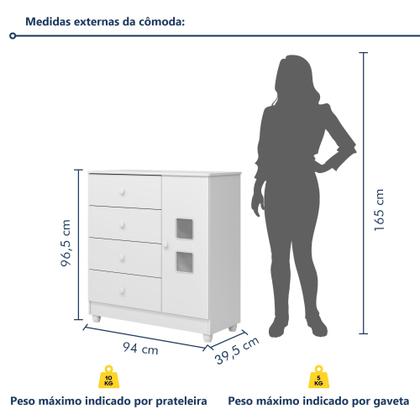 Imagem de Cômoda de Bebê 100% MDF 1 Porta 4 Gavetas Life