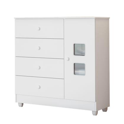 Imagem de Cômoda de Bebê 100% MDF 1 Porta 4 Gavetas Life