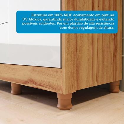 Imagem de Cômoda de Bebê 120,30cm 1 Porta com Janela e 4 Gavetas 100% Mdf Maya Provençal Espresso Móveis Branco Brilho/Amêndoa