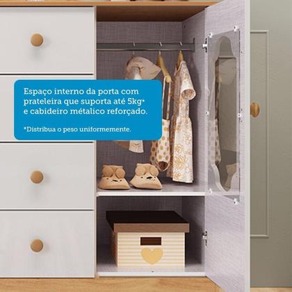 Imagem de Cômoda de Bebê 120,30cm 1 Porta com Janela e 4 Gavetas 100% Mdf Maya Provençal Espresso Móveis Branco Brilho/Amêndoa