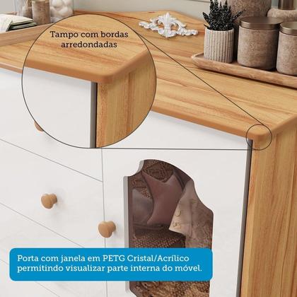 Imagem de Cômoda de Bebê 120,30cm 1 Porta com Janela e 4 Gavetas 100% Mdf Maya Provençal Espresso Móveis Branco Brilho/Amêndoa