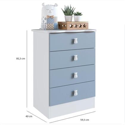 Imagem de Cômoda de Bebê 4 Gavetas 1320 Baby Branco/Azul