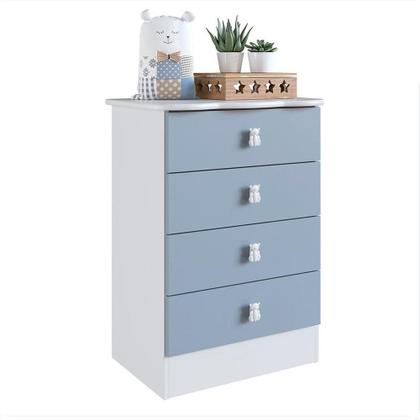 Imagem de Cômoda de Bebê 4 Gavetas 1320 Baby Branco/Azul