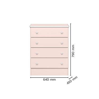 Imagem de Cômoda de Bebê 4 Gavetas Doce Sonho 777 Rosa/Acetinado