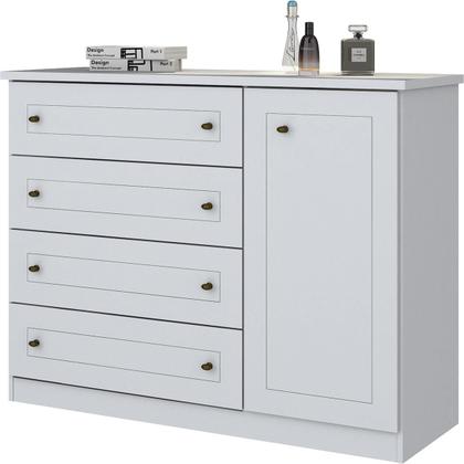 Imagem de Cômoda de Bebê Americano 1 Porta 4 Gavetas Branco Hp - Henn