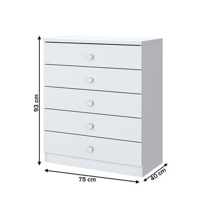 Imagem de Cômoda de Bebê Bala de Menta 5 Gavetas Branco - Henn