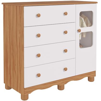 Imagem de Cômoda de Bebê Infantil 1 Porta com Janela 4 Gavetas 100% MDF Uli