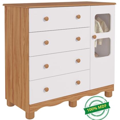 Imagem de Cômoda de Bebê Infantil 1 Porta com Janela 4 Gavetas 100% MDF Uli