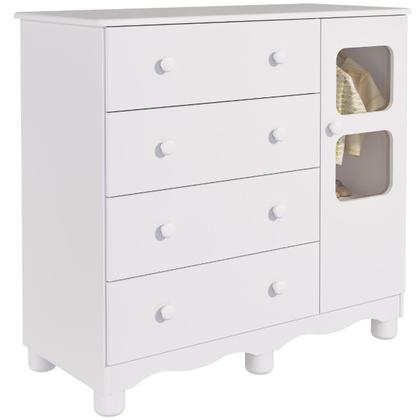 Imagem de Cômoda de Bebê Infantil 1 Porta com Janela 4 Gavetas 100% MDF Uli