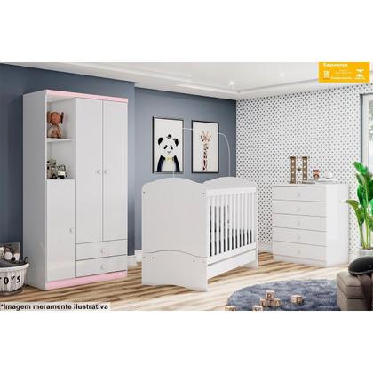 Imagem de Cômoda de Quarto Bala Menta c/ 5 Gavetas Branco - Henn