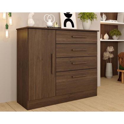 Imagem de Cômoda de Quarto Chicago c/ 1 Porta e 4 Gavetas Cinamomo/Off White - Tcil Móveis